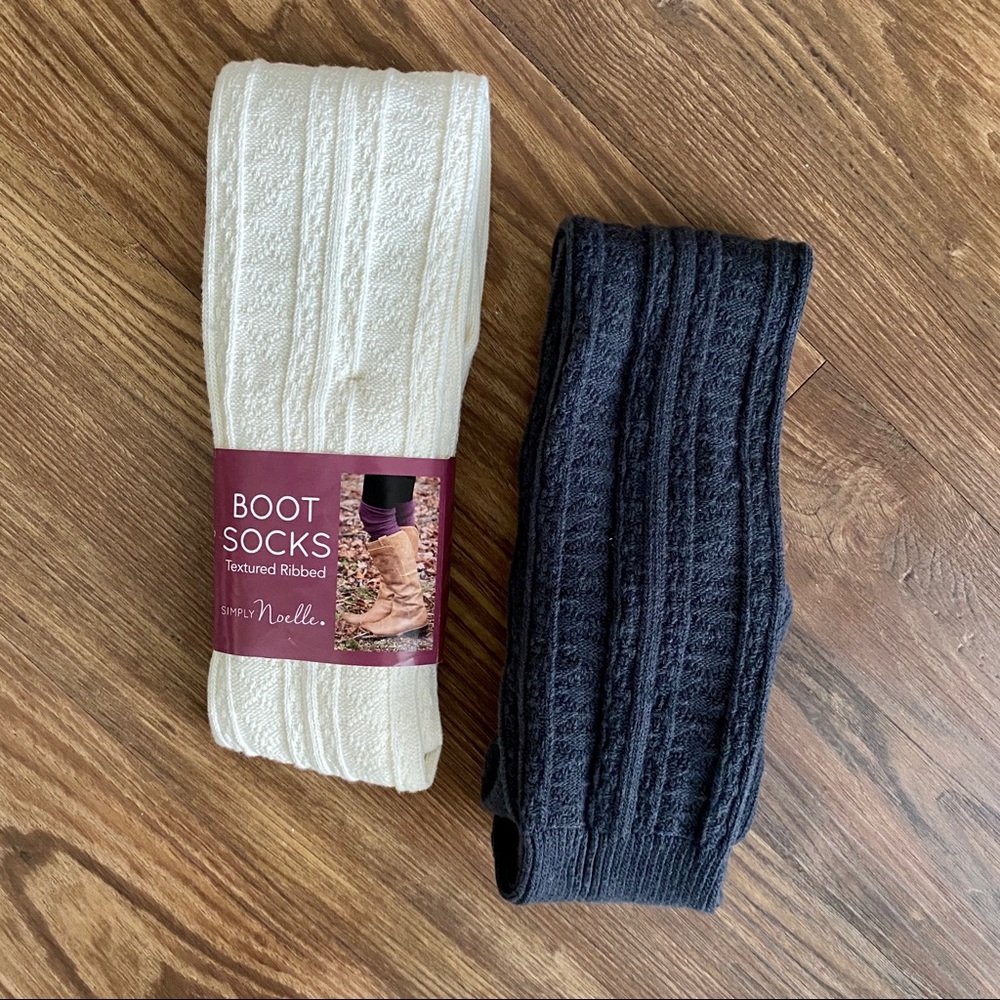 Ivory & Dark Grey Boot Socks